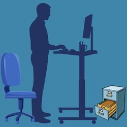 standing desk with chair icon